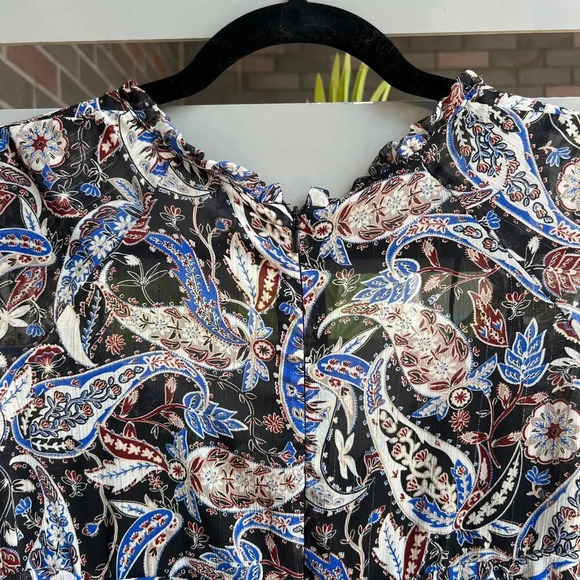 ZARA Paisley Ruched Long Sleeve Mini Dress Size M - Picture 7 of 9